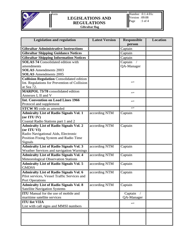 014 01c List Legislations Gibraltar Version 09.08 | PDF | Admiralty Law ...