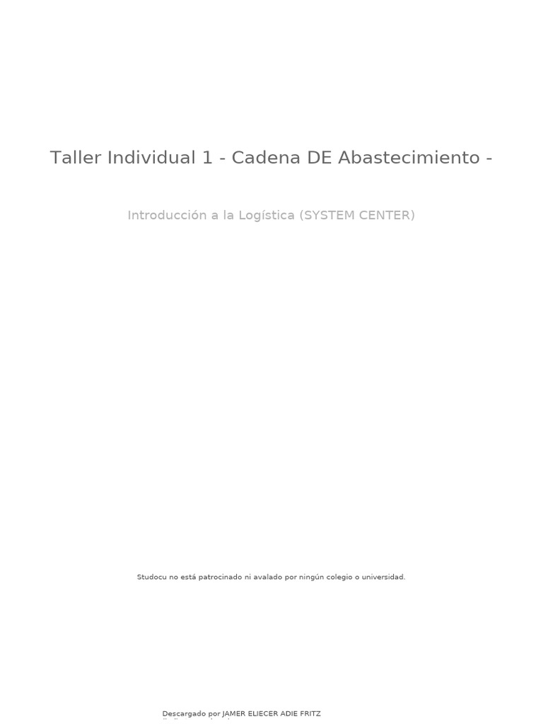 Taller Individual 1 Cadena de Abastecimiento de Armas | PDF | Logística ...