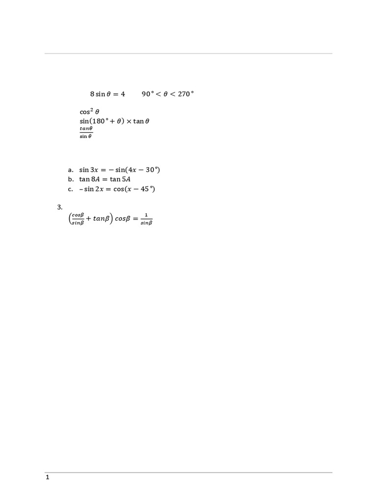 Worksheet - Trigonometry 4 | PDF