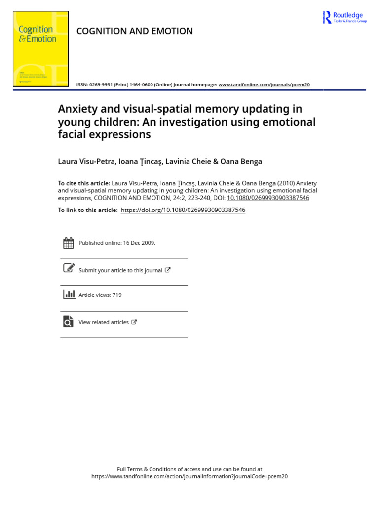 Anxiety & Visual-Spatial Memory Updating in Children - Visu-Petra Et Al ...