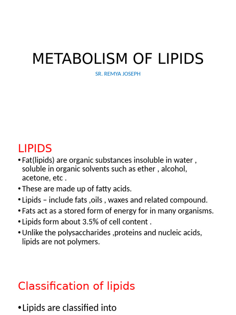 Lipid Metabolism: Types and Functions | PDF | Lipid | Fatty Acid