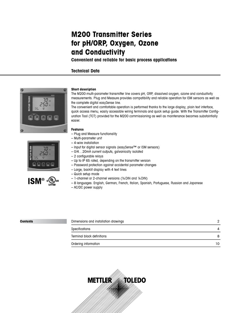M200 Multi-Parameter Transmitter Overview | PDF | Sensor | Electrical ...