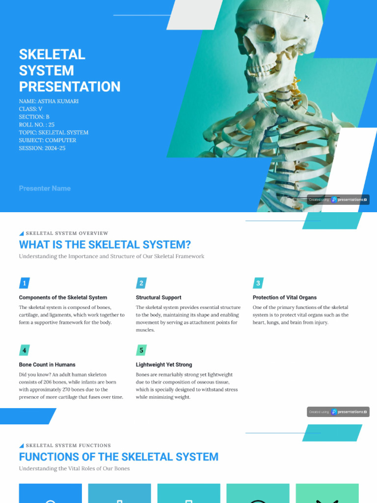 Skeletal System Presentation For Class V | PDF