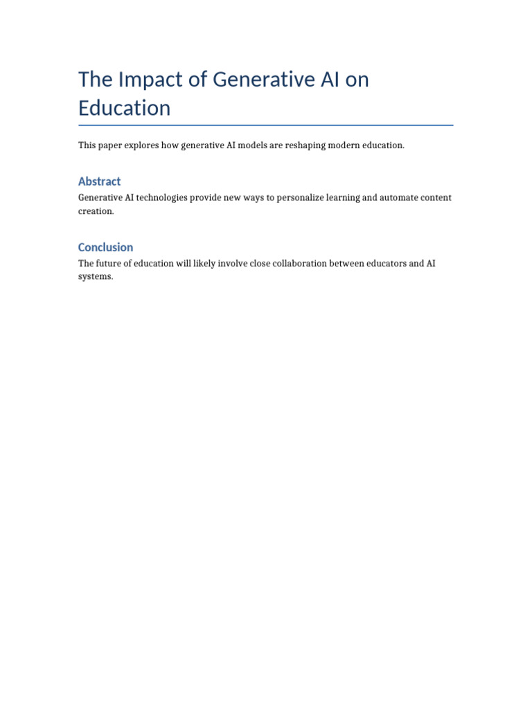 Generative AI Education | PDF