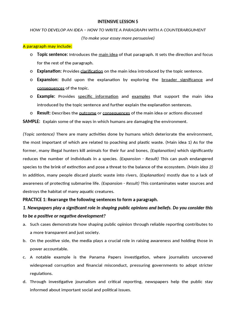 IL5 Task 2 - Writing A Paragrapah and A Counterargument | PDF ...