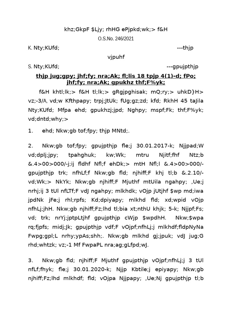 Legal Case Summary O.S.No. 246/2021 | PDF