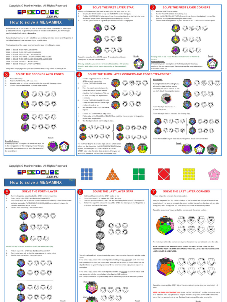 How to Solve the Megaminx 2024-A4 v1.0 | PDF | Recreational Mathematics ...