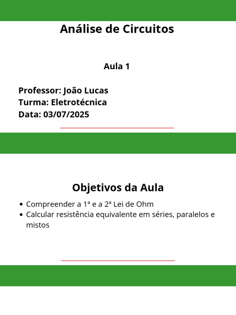 Introdução à Eletricidade e Circuitos | PDF | Circuitos em série e em ...