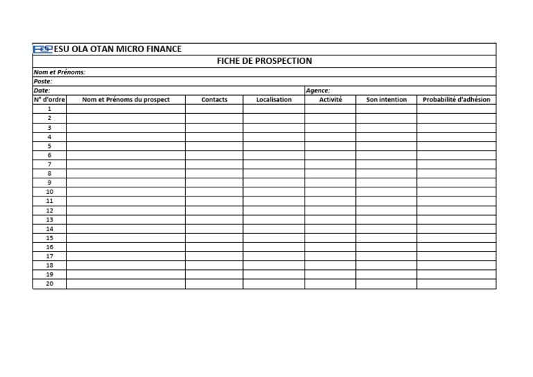 Fiche de Prospection en Ligne | PDF