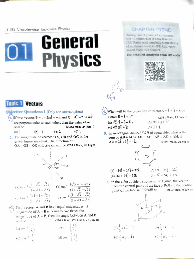 JEE Physics: Vectors and Units Quiz | PDF | Euclid | Mechanics