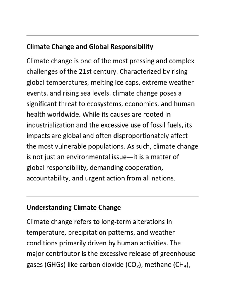 Climate Change and Global Responsibility | PDF | Climate Change | Climate