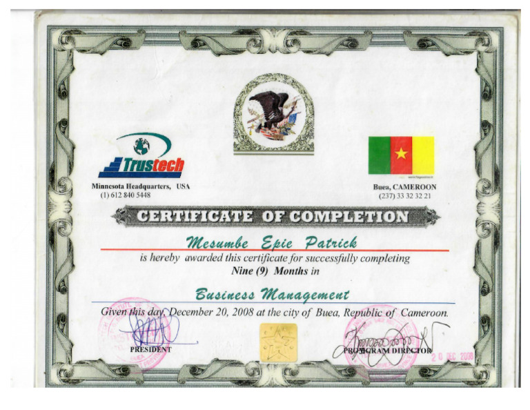 Scan Certificate of Completion | PDF