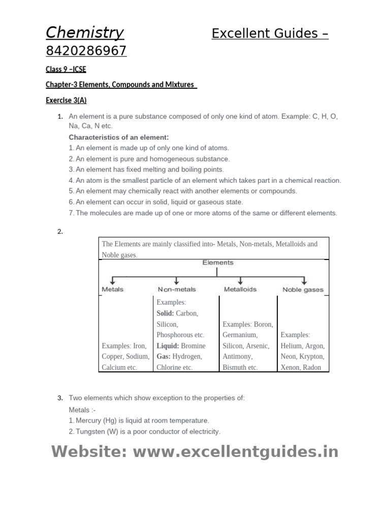 CH 3 Elements Compounds and Mixtures | PDF | Mixture | Chemical Elements