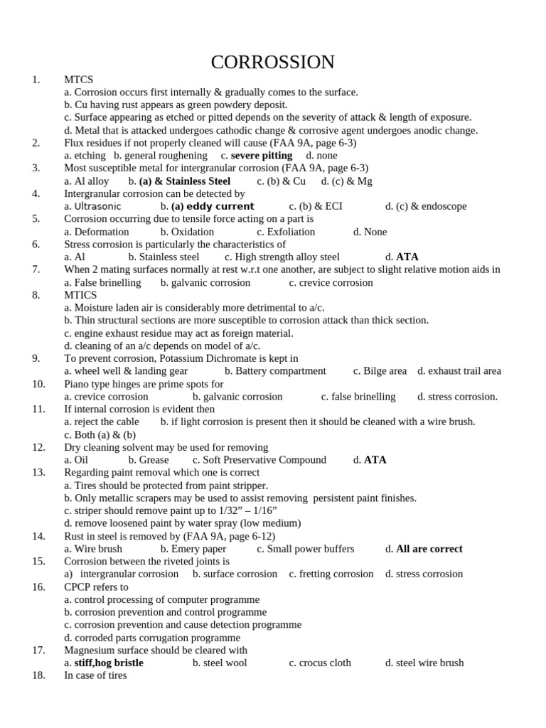 Set 1 Corrosion | PDF | Corrosion | Metals