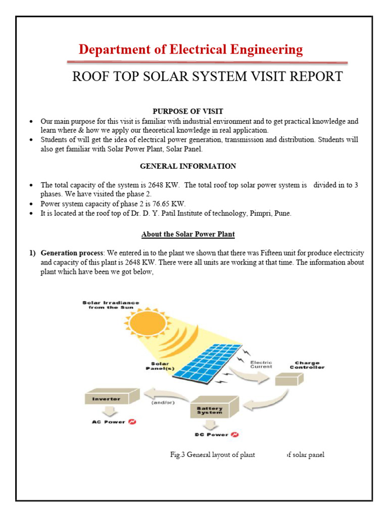Rooftop Solar System Visit Report | PDF