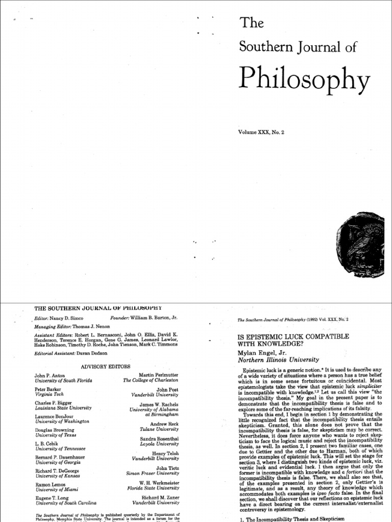 Engel Is Epistemic Luck Compatible With Knowledge 1 Merged Pdf