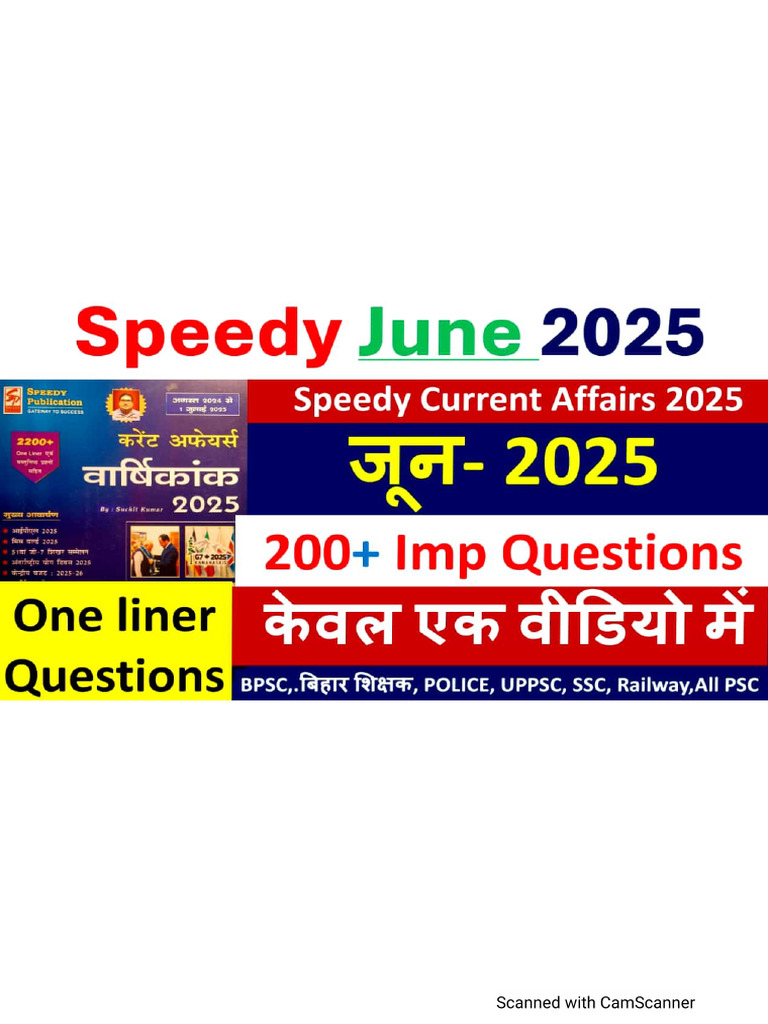 June Speedy Current Affairs 2025 (Next GK Complete) | PDF