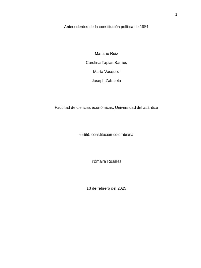Antecedentes de la Constitución de 1991 | PDF | Colombia | Gobierno