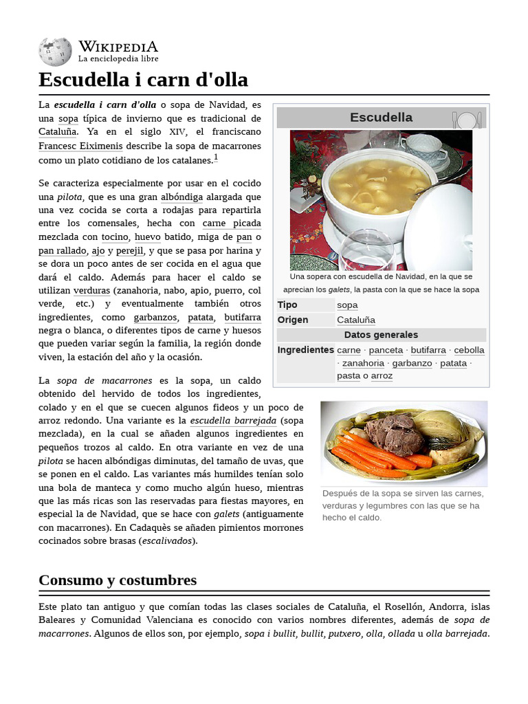 Escudella i Carn d'Olla: Tradición Catalana | PDF | Alimentos | Cocina