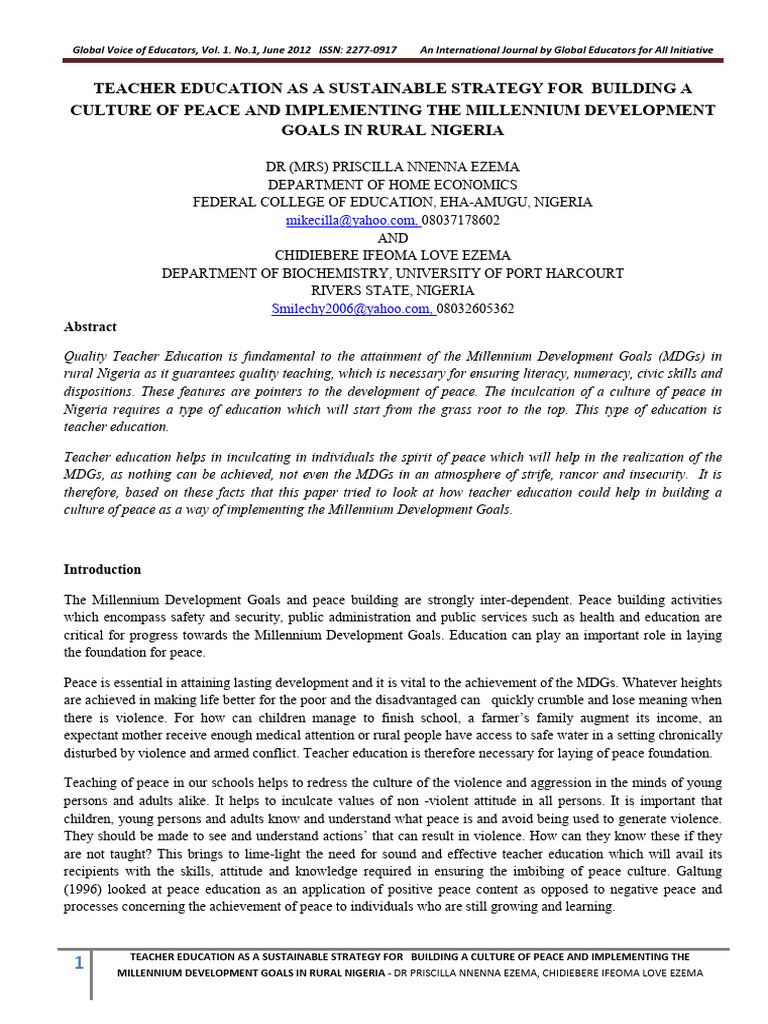 Ede, F. (2003) - The Role of Teacher Education in National Development ...