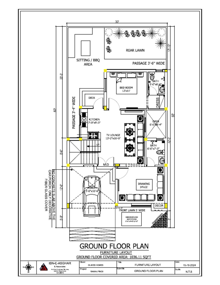 Ground Floor Plan & Furniture Layout | PDF | Architectural Design ...