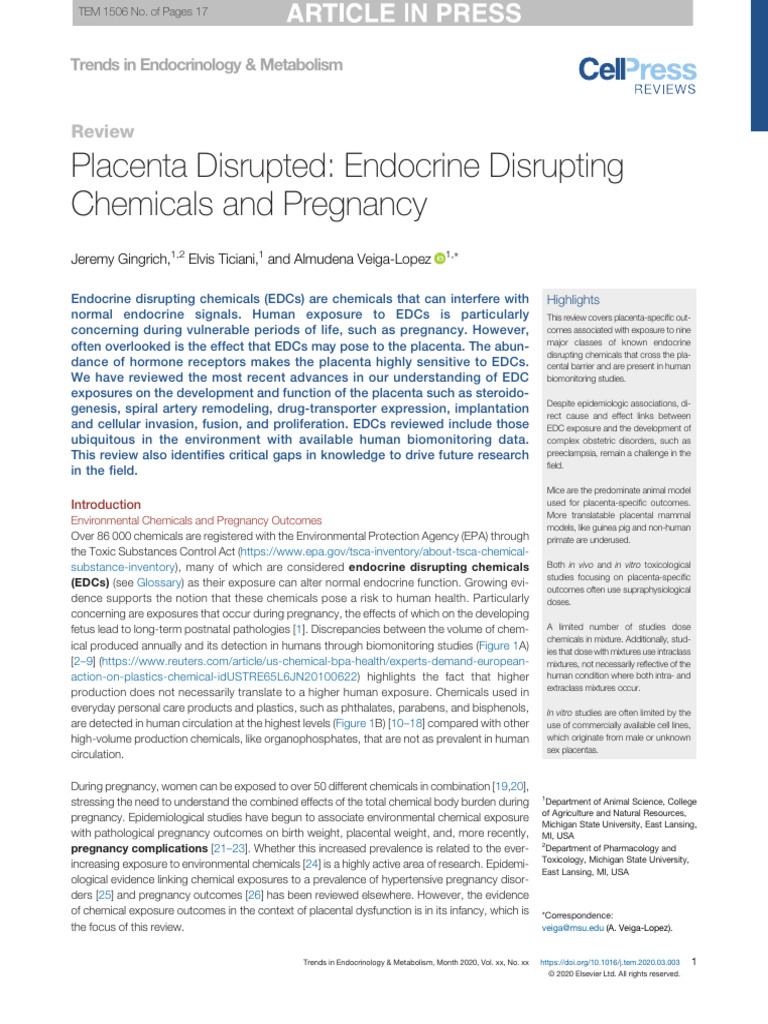 Impact of EDCs on Placental Health | PDF | Placenta | Polychlorinated ...