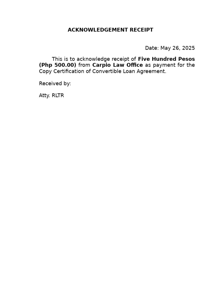 Acknowledgment Receipt | PDF