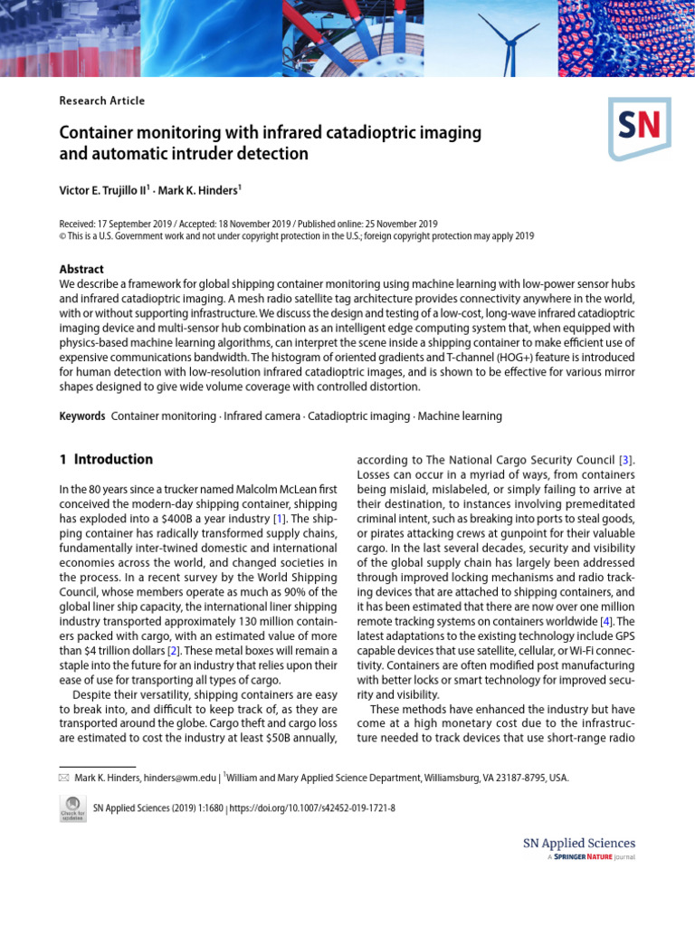 Container Monitoring With Infrared Catadioptric Imaging and Automatic ...
