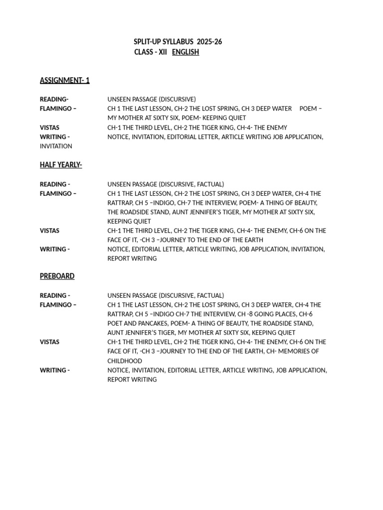 Syllabus of Class XI-XII 2025 - 26 | PDF | Linguistics | Grammar