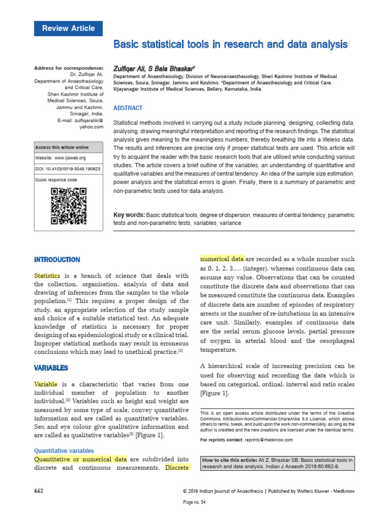 Basic Statistical Tools in Research | PDF | Standard Deviation | P Value