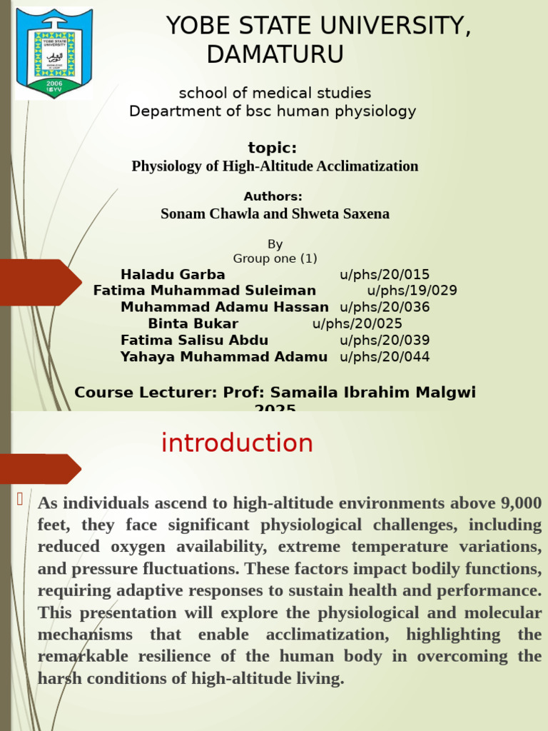 High-Altitude Acclimatization Physiology | PDF | Altitude | Blood