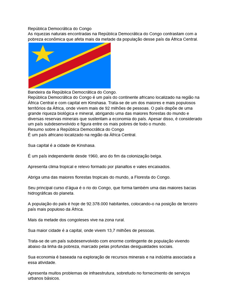 Riquezas e Desafios da RDC | PDF