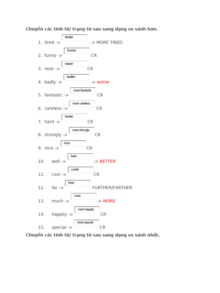 Comparative and Superlative Exercises | PDF | Chess Openings | Chess