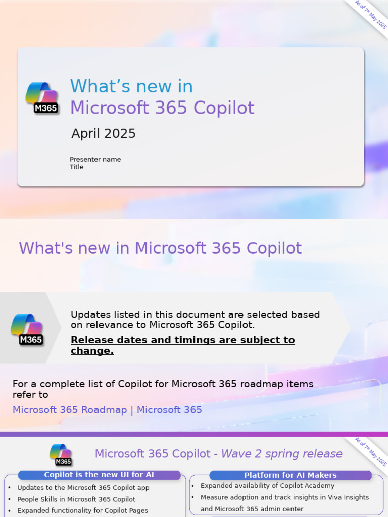 Microsoft 365 Copilot Updates April 2025 | PDF | Microsoft Outlook ...
