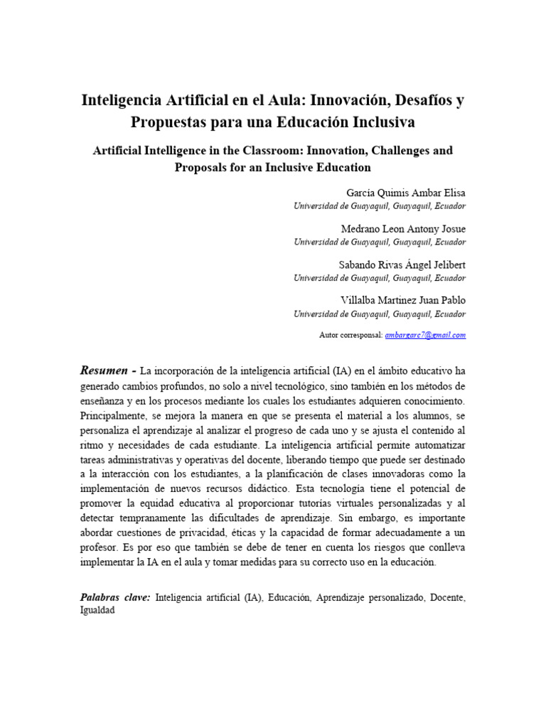 IA en Educación: Innovación y Retos | PDF | Inteligencia artificial ...