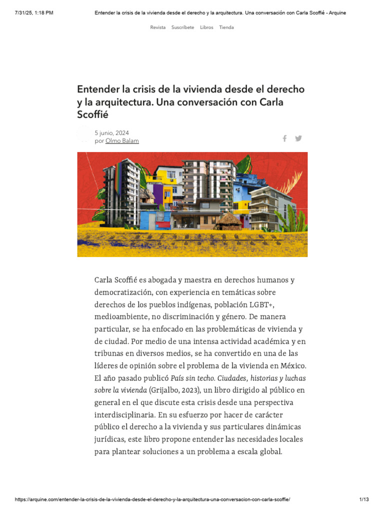 Entender La Crisis de La Vivienda Desde El Derecho y La Arquitectura ...
