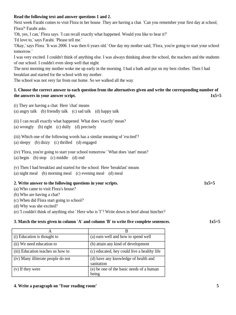 Flora's First Day at School Story | PDF