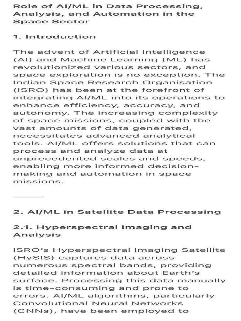 AI/ML in Space Data Processing | PDF | Machine Learning | Artificial ...