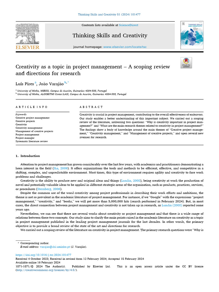 Creativity in Project Management Review | PDF | Creativity | Systematic ...