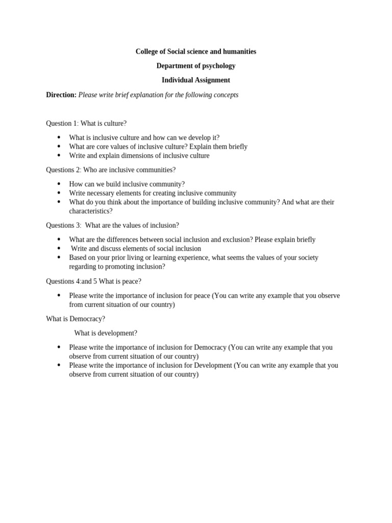 Individual Assignment For Inclusion | PDF