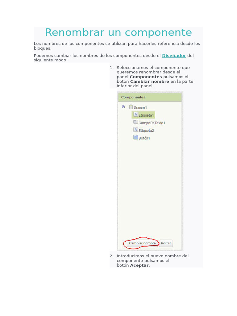 Renombrar Un Componente | PDF
