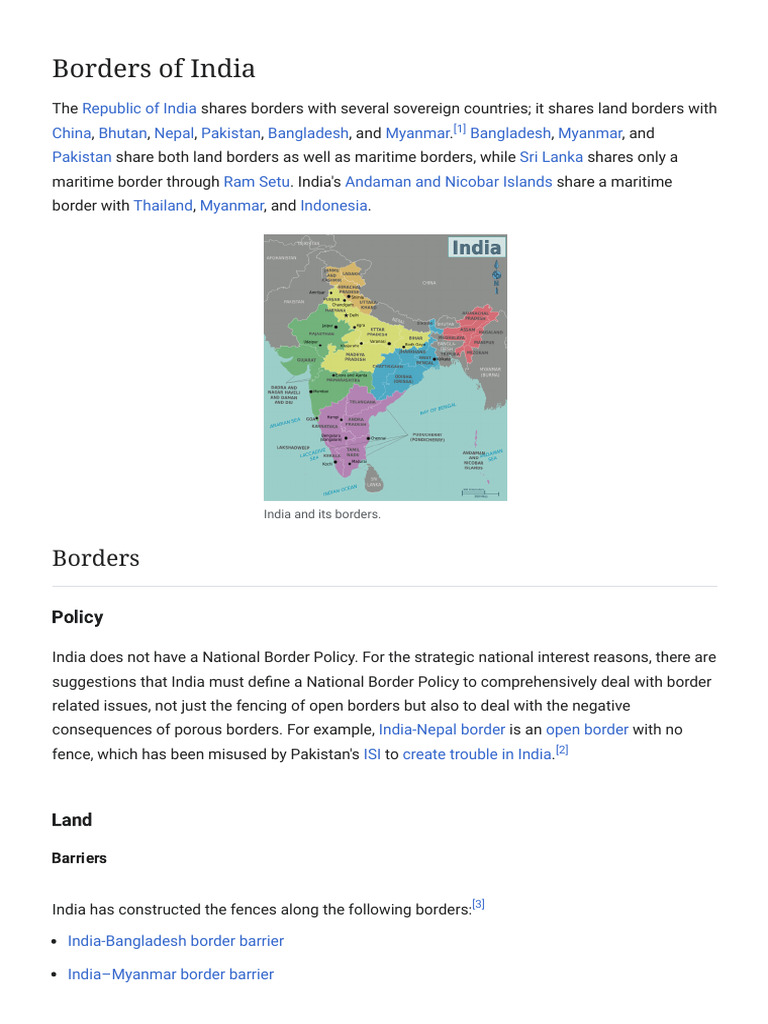 India Border Overview and Names | PDF