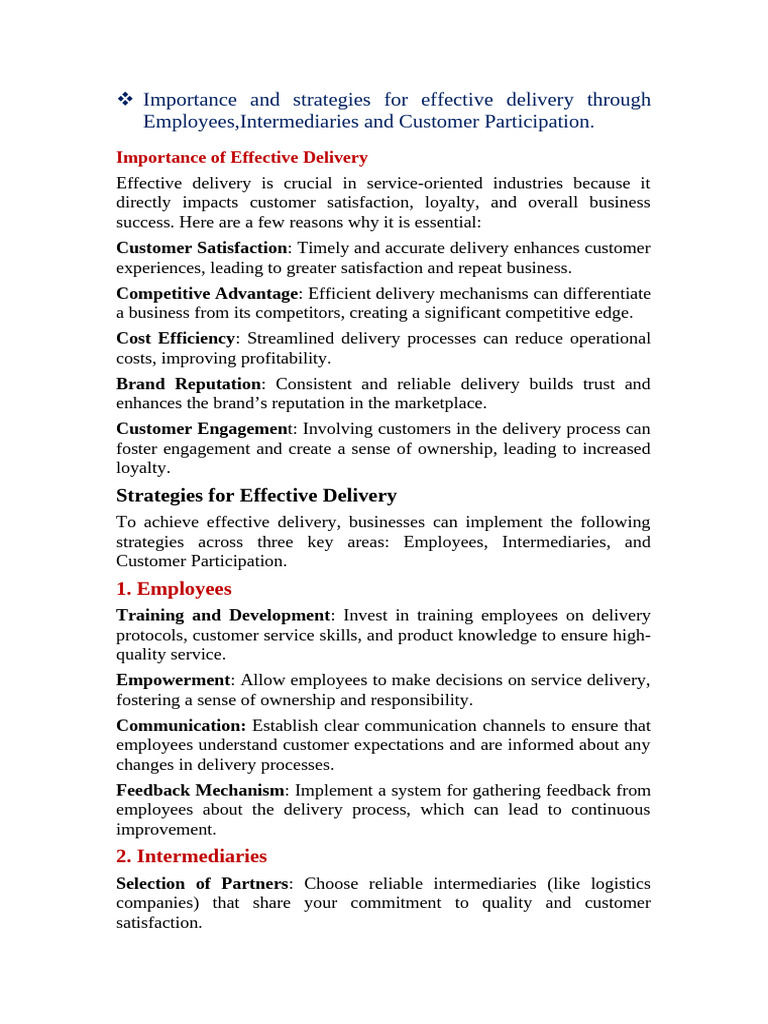 Strategies for Effective Delivery | PDF | Incentive | Performance Indicator
