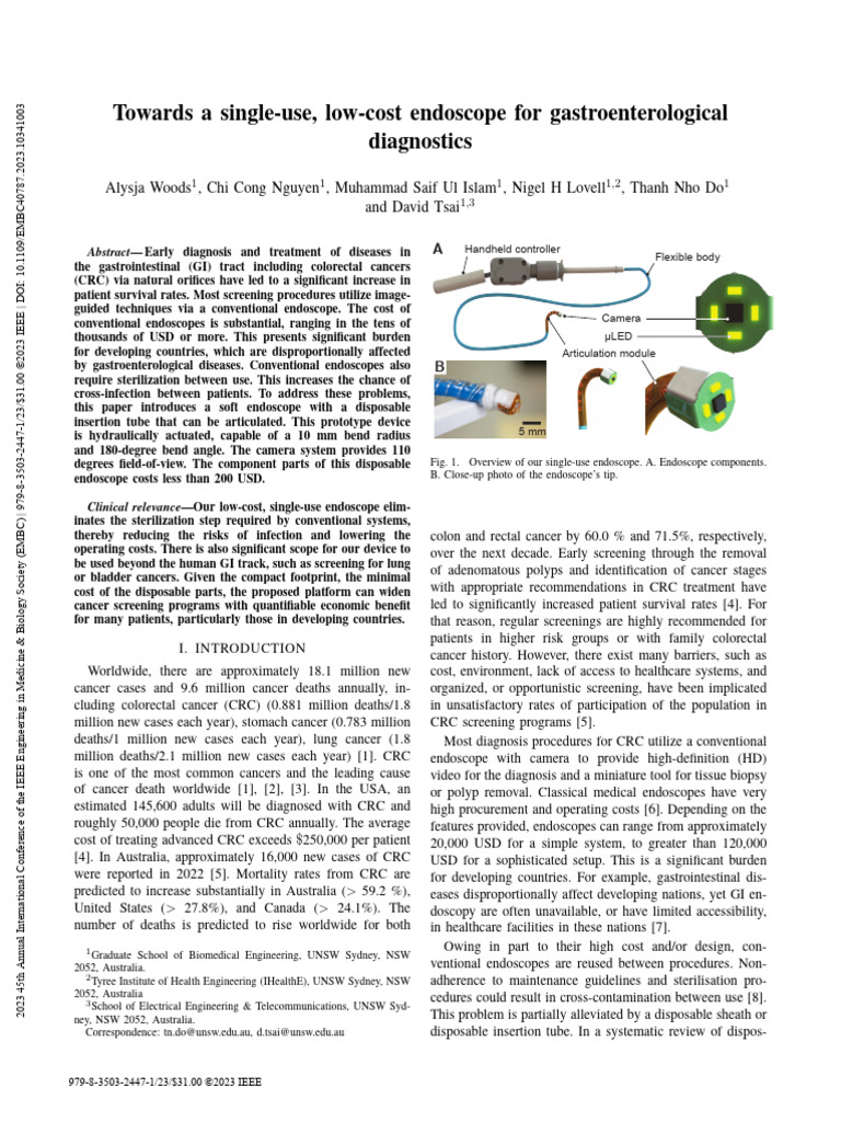 Low-Cost Single-Use Endoscope Design | PDF | Colorectal Cancer | Cancer
