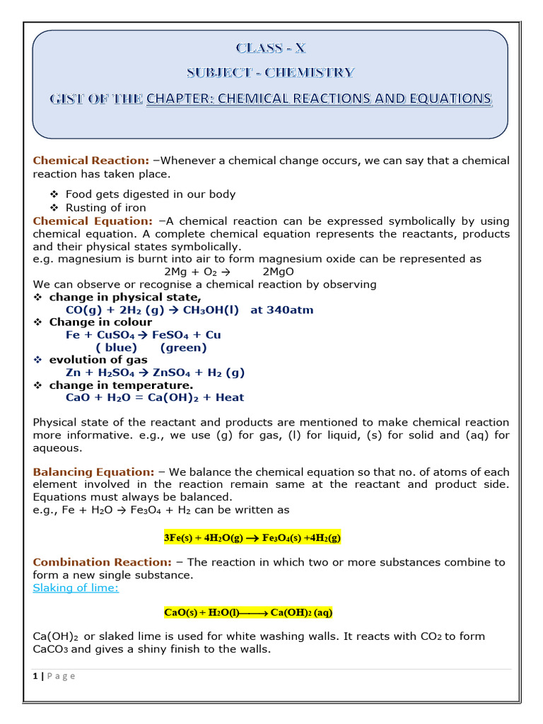 Types of Chemical Reactions Explained | PDF | Redox | Chemical Reactions