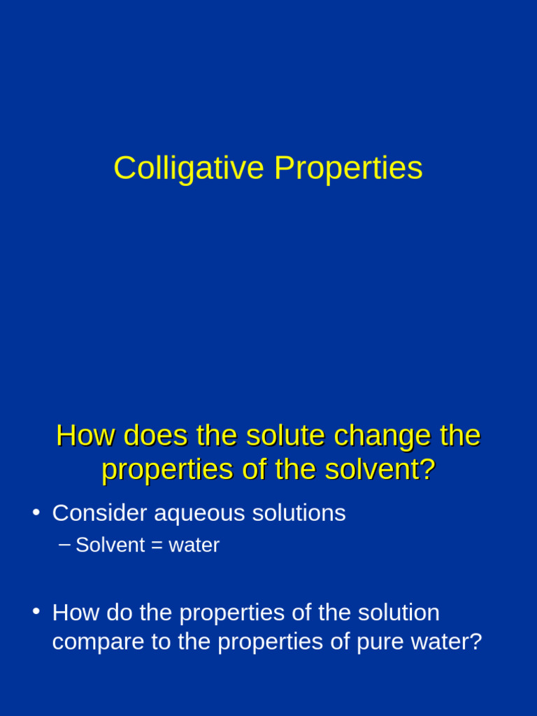 Understanding Colligative Properties | PDF | Materials | Chemistry