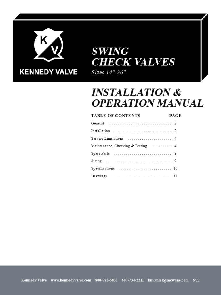 Swing Check Valve Installation Guide | PDF | Valve | Chemical Engineering