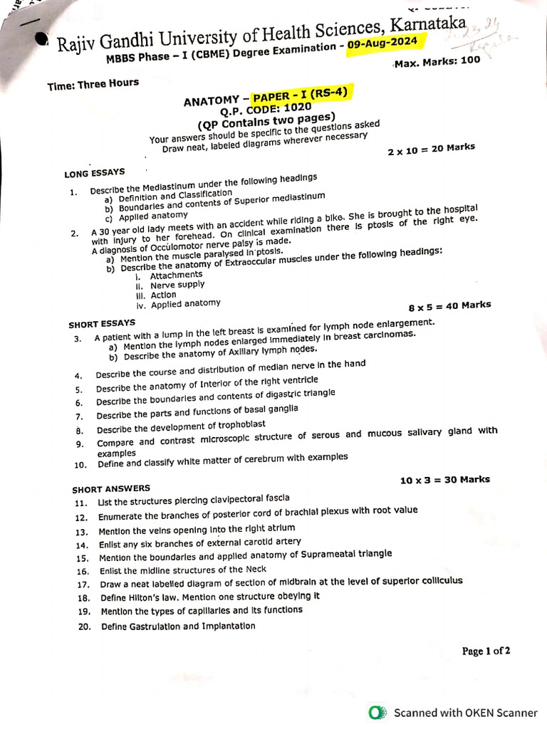 Paper I..Rguhs | PDF