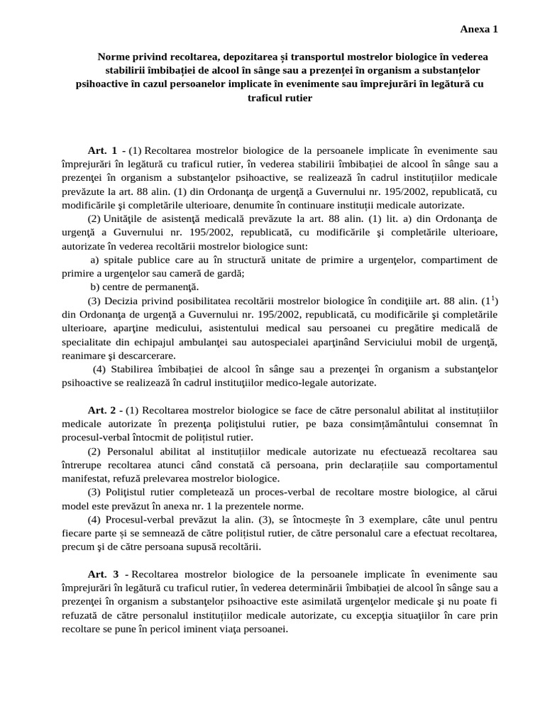 Anexa 1 La HG Norme Recoltare | PDF