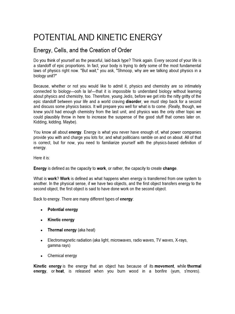 Understanding Potential Energy in Biology | PDF | Gibbs Free Energy ...